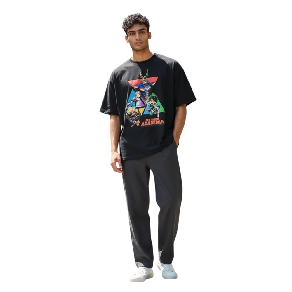 My Hero Academia Black Short Sleeve Cotton Crewneck T-Shirt size Large